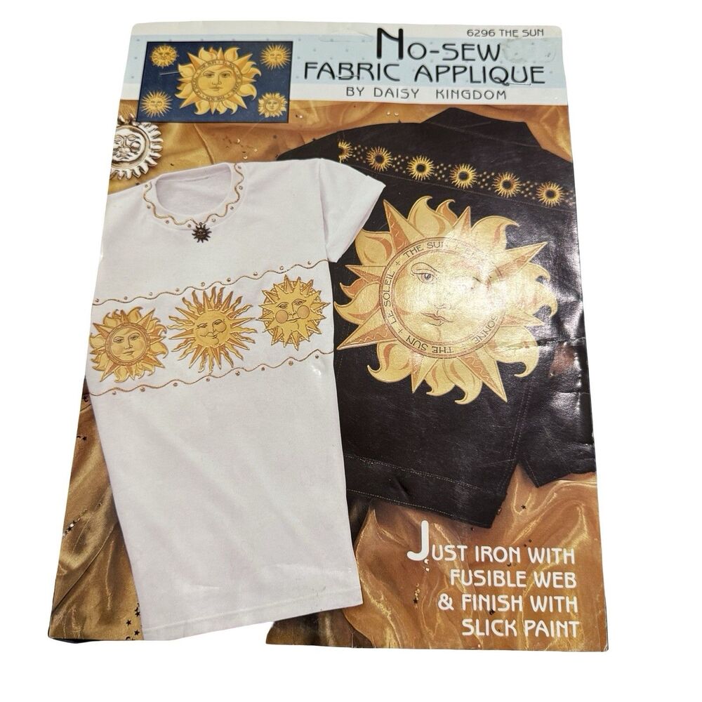 90s Vintage Daisy Kingdom No-Sew Fabric Appliqué Sun Moon Celestial USA Made